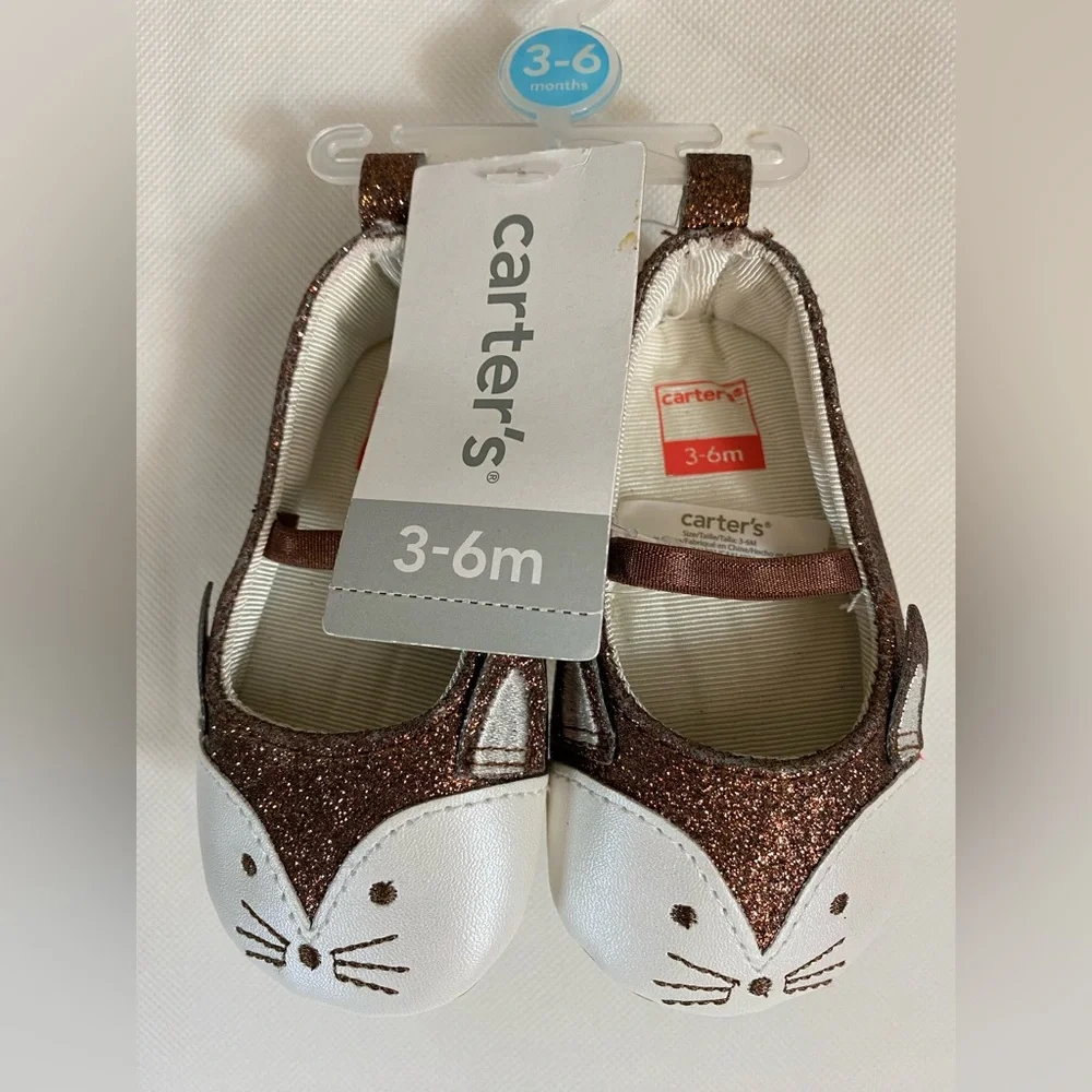 Infants' Carters 3-6mo Brown Cat Shoes NWT